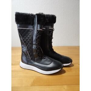 Nautica Winter‎ Boots Faux Fur Cuff Quilted Accent Lace Up READ